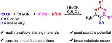 Graphical abstract: Transition-metal-free four-component reaction of nitriles and disulfides/diselenides