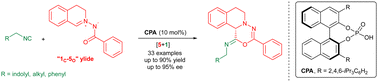 Graphical abstract: Chiral phosphoric acid-catalyzed enantioselective [5+1] cycloaddition reaction of C,N-cyclic azomethine imines with isocyanides