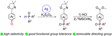 Graphical abstract: Silver(i)-catalyzed highly para-selective phosphonation of 2-aryloxazolines