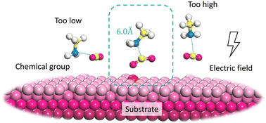 Graphical abstract: Frustrated amino functional group coupling with electric field makes CO2 activation easier