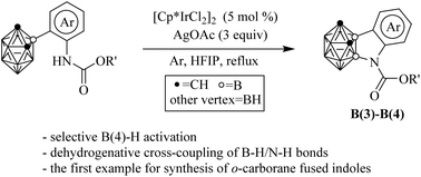 Graphical abstract: Iridium-catalyzed selective amination of B(4)–H for the synthesis of o-carborane-fused indolines