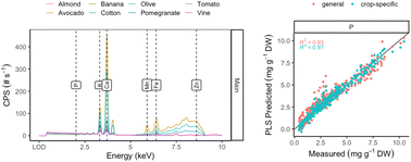 Graphical abstract: Measuring foliar mineral concentrations by X-ray fluorescence requires crop-specific partial regression models
