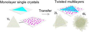 Graphical abstract: High-throughput dry transfer and excitonic properties of twisted bilayers based on CVD-grown transition metal dichalcogenides