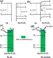 Graphical abstract: The co-enhanced effect of Zn-doping and Ag-loading on the selectivity of a p-type Fe2O3 toward acetone