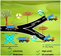 Graphical abstract: Chemo-selective CuPcS catalyzed reduction and esterification of carboxylic acid analogs