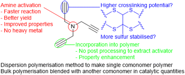 Graphical abstract: Inverse vulcanisation of self-activating amine and alkyne crosslinkers