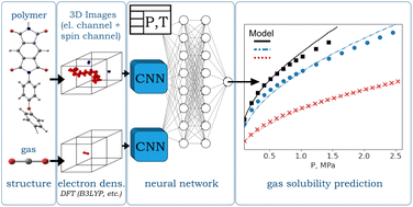 Graphical abstract: Predicting the solubility of gases, vapors, and supercritical fluids in amorphous polymers from electron density using convolutional neural networks