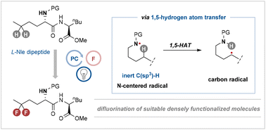 Graphical abstract: Photoinduced regioselective difluorination of secondary inert C(sp3)–H bonds in sulfonamides via 1,5-hydrogen-atom transfer