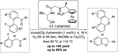 Graphical abstract: Facile and practical access to chiral benzofused oxa-heterocycles via an asymmetric hydrogenation and intramolecular SNAr cascade
