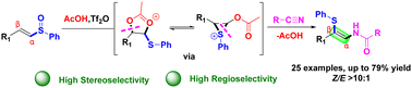 Graphical abstract: Regio- and stereo-selective synthesis of β-phenylthio enamides via intramolecular 1,2-thiol migration