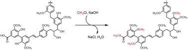 Graphical abstract: Methylation of softwood and hardwood kraft lignins with chloromethane