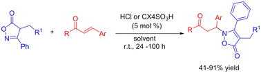 Graphical abstract: On the Brønsted acid-catalyzed aza-Michael reaction of isoxazol-5-ones to enones: reaction optimization, scope, mechanistic investigations and scale-up