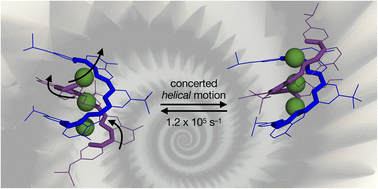Graphical abstract: Helical fluxionality: numerical frustration drives concerted low-barrier screw motions of a tricopper cluster