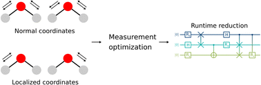 Graphical abstract: Optimizing the number of measurements for vibrational structure on quantum computers: coordinates and measurement schemes