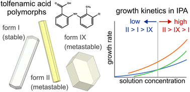 Graphical abstract: Do metastable polymorphs always grow faster? Measuring and comparing growth kinetics of three polymorphs of tolfenamic acid