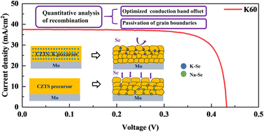 Graphical abstract: Crystallization mechanism and defect passivation of Cu2ZnSn(S,Se)4 thin film solar cells via in situ potassium doping