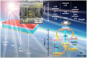 Graphical abstract: The transparent photovoltaic NiO/TiO2 orderly nanoarray pn junction via synergism of AgInS2 quantum dots and Ti3+ self-doping