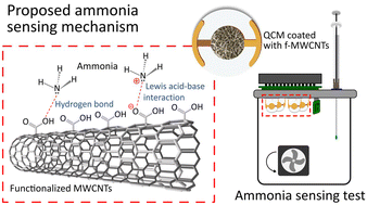 Graphical abstract: An ultra-sensitive ammonia sensor based on a quartz crystal microbalance using nanofibers overlaid with carboxylic group-functionalized MWCNTs