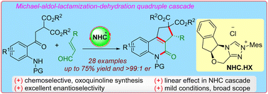 Graphical abstract: Enantioselective synthesis of tricyclic oxoquinolines via NHC-catalyzed Michael-aldol-lactamization-dehydration cascade