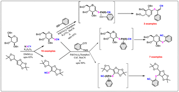 Graphical abstract: Peroxodisulfate-assisted synthesis of 2-thiocyanato glycals and their transformation to C-2-thio acrylo/aryl nitrile-substituted glycals