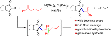Graphical abstract: Construction of quaternary alkyl motifs through palladium-catalyzed oxidative coupling of 1,3-dicarbonyl compounds with alkenes followed by C–C bond cleavage