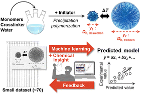 Graphical abstract: Machine-learning-assisted prediction of the size of microgels prepared by aqueous precipitation polymerization
