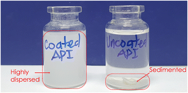 Graphical abstract: Stable dispersion and prolonged dissolution of hydrophilic pharmaceutical achieved by room-temperature atmospheric pressure atomic layer deposition