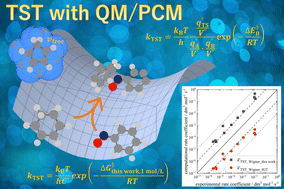 Graphical abstract: Computation of rate coefficients in solutions based on transition state theory combined with a heuristically corrected polarizable continuum model: intermolecular Diels–Alder reactions as case studies