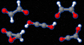 Graphical abstract: The fundamental vibrational frequencies and spectroscopic constants of the C2O2H2 isomers: molecules known in simulated interstellar ice analogues