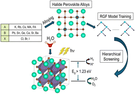 Graphical abstract: Screening of novel halide perovskites for photocatalytic water splitting using multi-fidelity machine learning