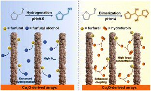 Graphical abstract: Switchable selectivity to electrocatalytic reduction of furfural over Cu2O-derived nanowire arrays