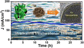 Graphical abstract: Iron-impregnated cellulosic carbon as an effective electrocatalyst for seawater oxidation