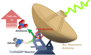 Graphical abstract: Nitrate-to-ammonia conversion with a plasmonic antenna–reactor catalyst
