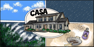 Graphical abstract: The chemical assessment of surfaces and air (CASA) study: using chemical and physical perturbations in a test house to investigate indoor processes