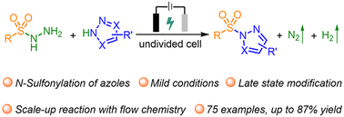 Graphical abstract: N-Sulfonylation of azoles with sulfonyl hydrazides enabled by electrocatalysis