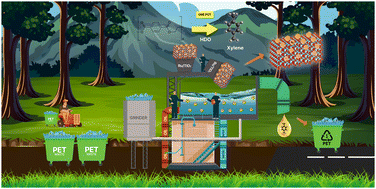 Graphical abstract: Selective one-pot chemical recycling of PET waste to xylene monomers: insights into a Ru/TiO2 catalyst design and interfacial dynamics in a biphasic system