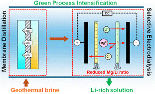 Graphical abstract: Sustainable lithium recovery from geothermal brine via integrated membrane distillation – selective electrodialysis