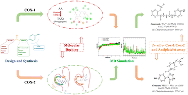 Graphical abstract: Aspirin vs. ibuprofen: unveiling the distinct cyclooxygenase-1/2 behaviour and dual efficacy of their synthesized analogues via molecular modeling and in vitro biological assessment