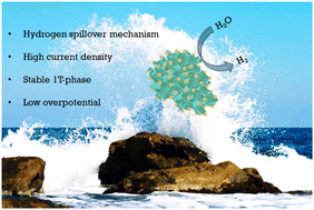 Graphical abstract: Architecting a 1T-phase material with metal NPs enriching HER kinetics in alkaline and seawater electrolytes