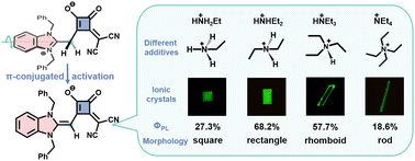 Graphical abstract: Facile activation of an unconjugated zwitterionic squaraine dye for tunable fluorescence and morphology behaviors