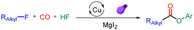 Graphical abstract: Photoinduced copper-catalyzed alkoxycarbonylation of alkyl fluorides