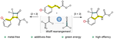 Graphical abstract: Visible-light-mediated substituent-controlled regiodivergent (2 + 2)/(3 + 2) cycloadditions for the synthesis of aza-analogs of β-lactam and γ-fused lactam derivatives
