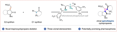 Graphical abstract: Asymmetric synthesis of bis-spiro cyclopropane skeletons via bifunctional phosphonium salt-catalyzed [2 + 1] annulation