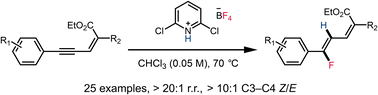 Graphical abstract: Access to fluorinated dienes through hydrofluorination of 2-En-4-ynoates
