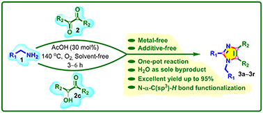 Graphical abstract: Metal-free approach for imidazole synthesis via one-pot N-α-C(sp3)–H bond functionalization of benzylamines
