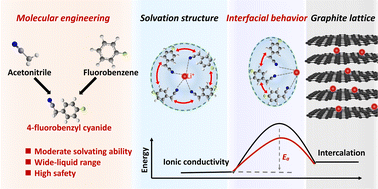 Graphical abstract: 4-Fluorobenzyl cyanide, a sterically-hindered solvent expediting interfacial kinetics in lithium-ion batteries