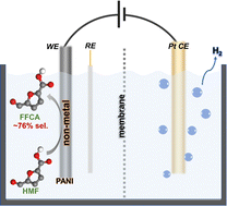 Graphical abstract: Selective electrooxidation of 5-hydroxymethylfurfural to 5-formyl-furan-2-formic acid on non-metallic polyaniline catalysts: structure–function relationships