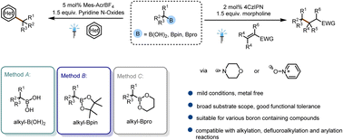 Graphical abstract: Deboronative functionalization of alkylboron species via a radical-transfer strategy