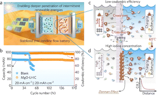 Graphical abstract: Initiating a composite membrane with a localized high iodine concentration layer based on adduct chemistry to enable highly reversible zinc–iodine flow batteries