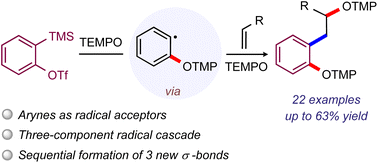 Graphical abstract: Intermolecular radical oxyalkylation of arynes with alkenes and TEMPO